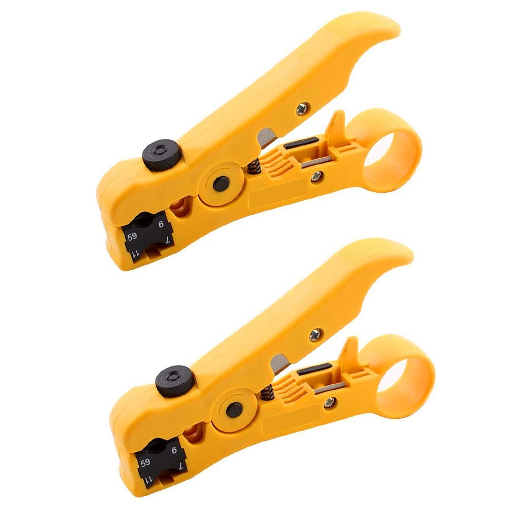 Universal Coaxial Cable Stripper Cutter Stripping Tool for Flat/Round Yellow
