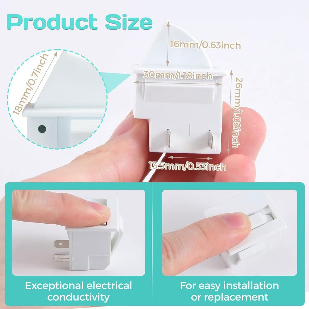 Refrigerator Door Light Switch, 2PCS Whirlpool Refrigerator Light Switch Comp...
