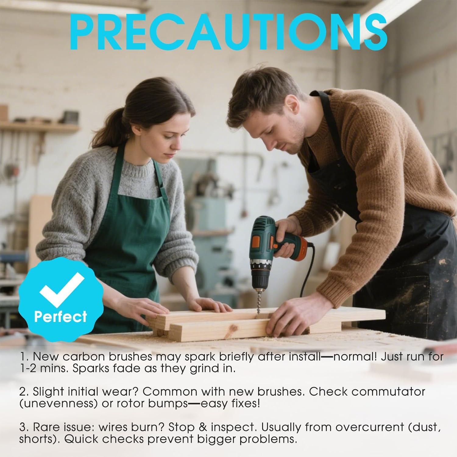 60 Pcs Electric Motor Carbon Brushes Set 10 Assorted Sizes Graphite & Copper Re