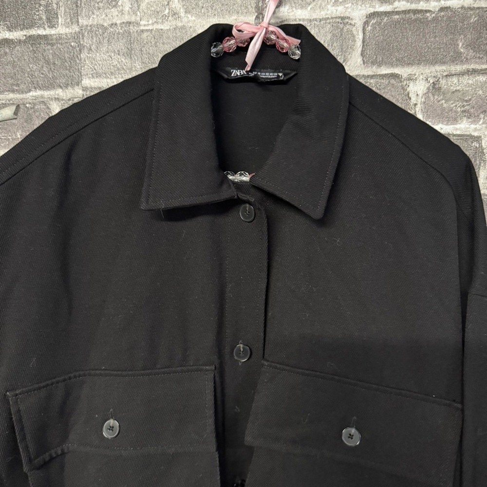 Zara oversized shacket black jacket button front SIZE XS XSMALL