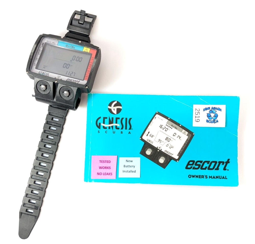 Genesis Escort Wireless / Hoseless Scuba Dive Computer with Manual #2519