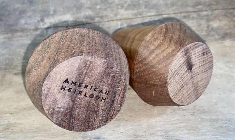 2 Walnut Taper Candle Holders Large & Medium
