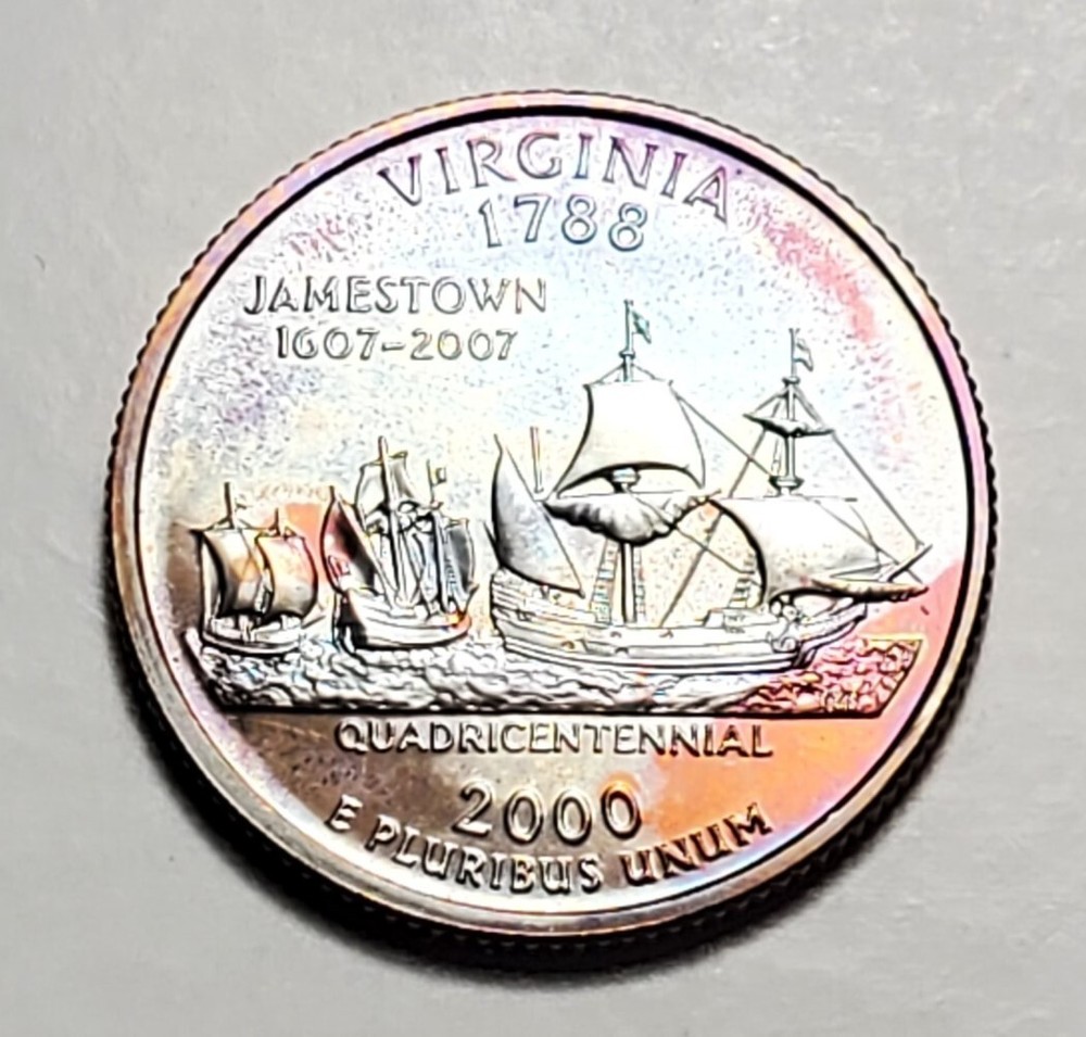 TONED 2000 S VIRGINIA STATE QUARTER CLAD PROOF UNC #C4418