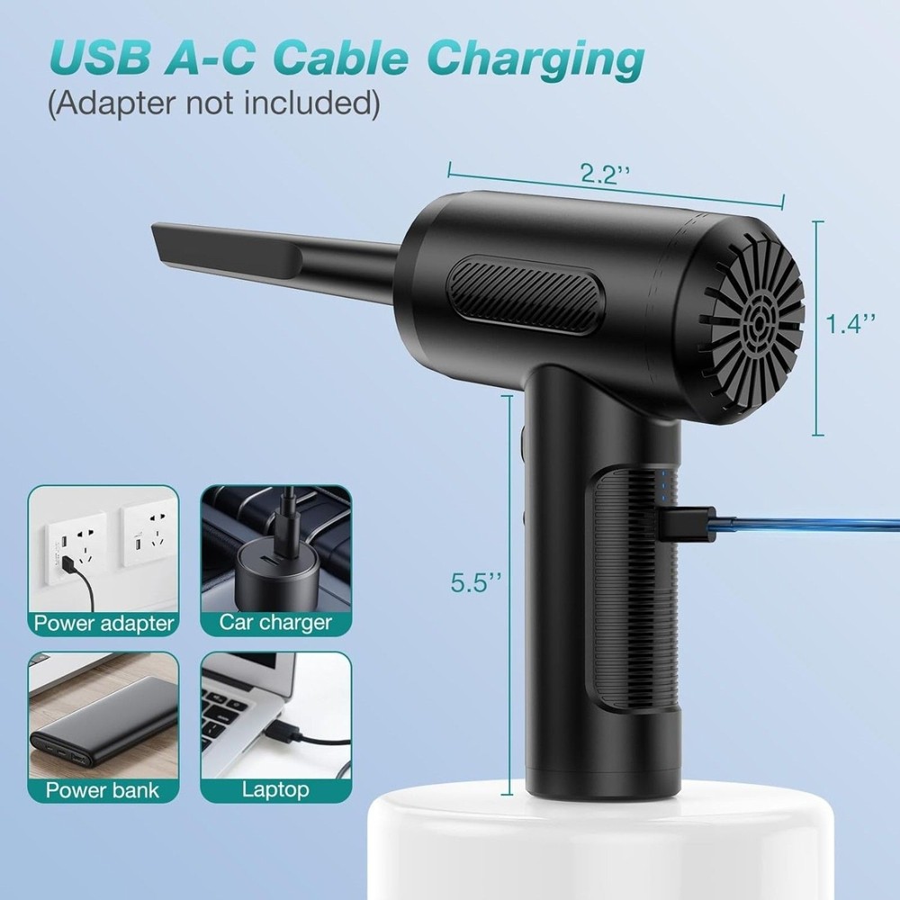 3 in 1 Compressed Air DusterPump & Wireless Vacuum Cleaner - 3 Level Adjustable