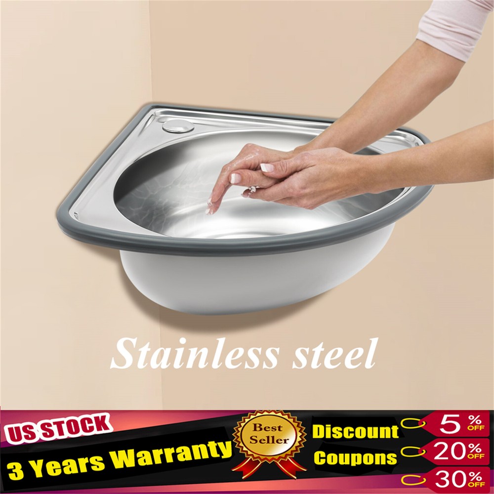 Bathroom Corner Sink Small Wall Mount Basin Sink Triangle Corner Basin Stainless