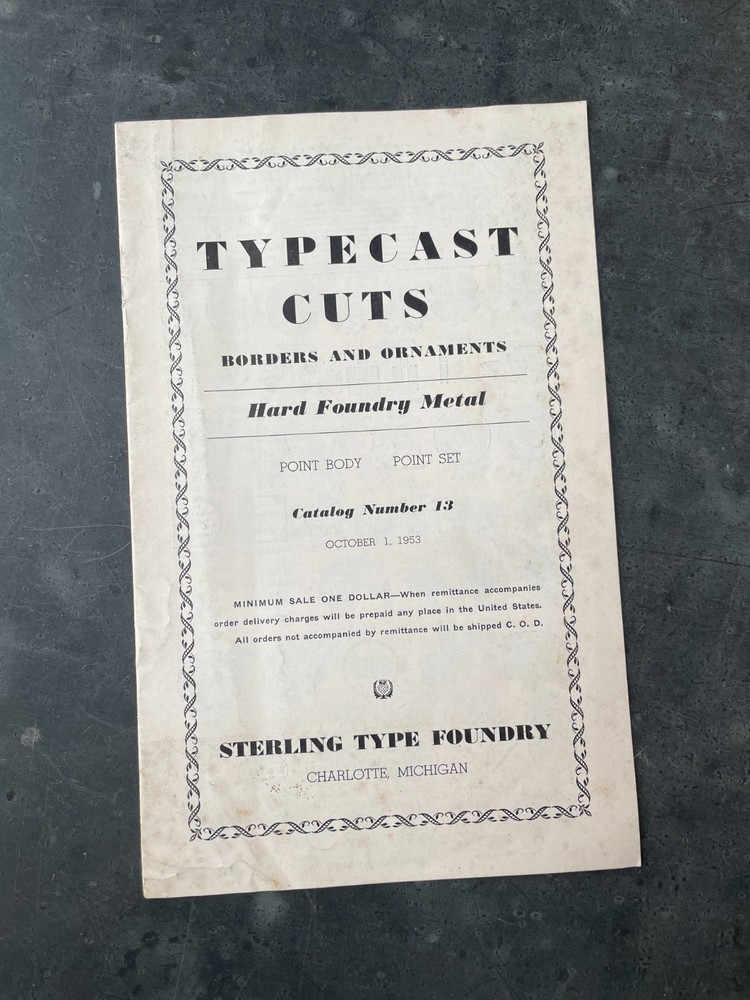 Sterling Type Foundry 'Typecast Cuts' Catalog Letterpress Print Block (1701)