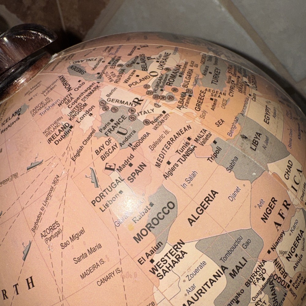 Vintage World Globe On Stand