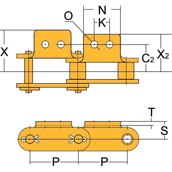 Tsubaki C2040a2cl Connecting Roller Link, A-2 Attachment