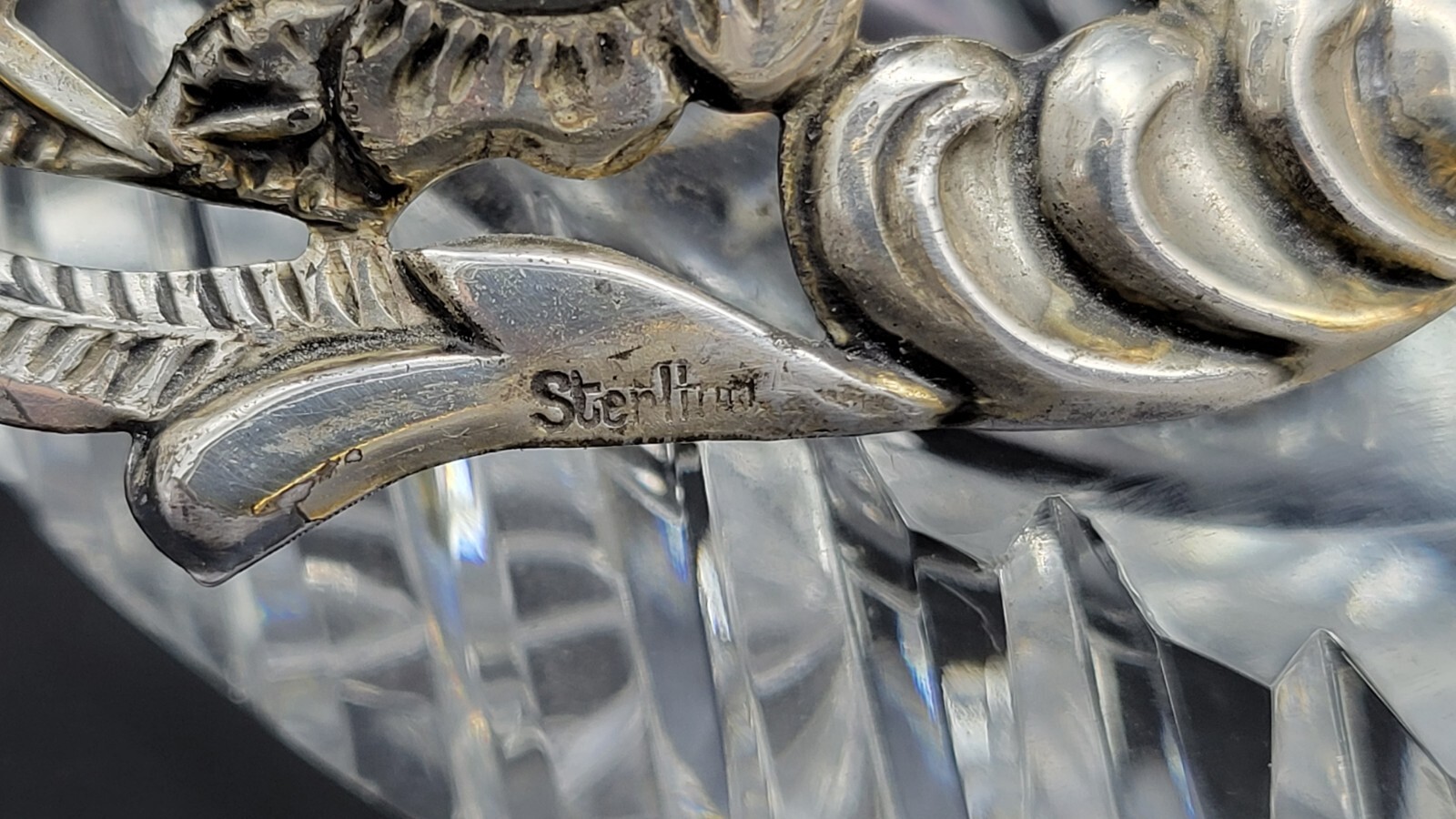 Vintage Sterling Silver & Crystal Swan Master Salt Cellar / Caviar Bowl, 5 1/4"