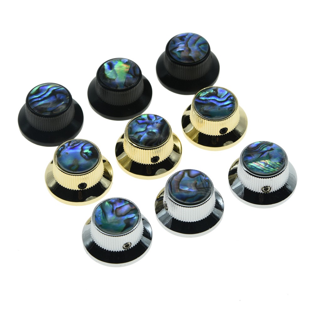 3x Set Screw Abalone Top Chrome Guitar Knobs ST Metal Knobs for 6mm Shaft Pot