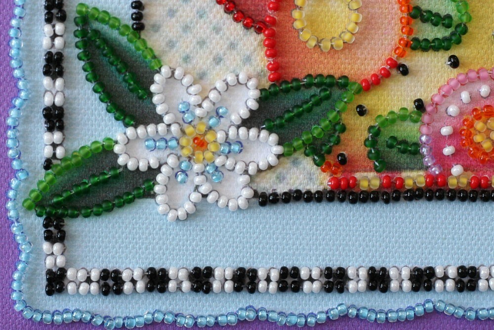 DIY Bead Embroidery Kit "Teatime" Beaded Stitching Needlepoint Beadwork