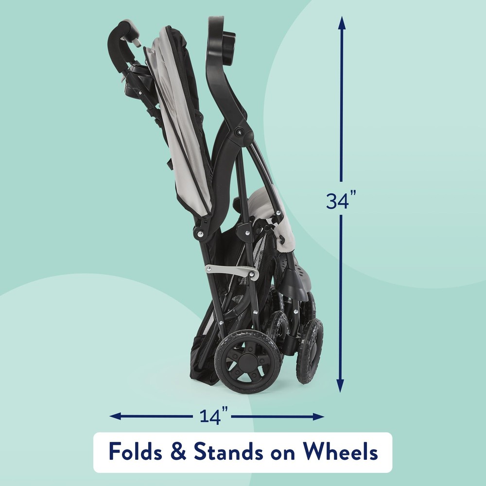Kolcraft Cloud Plus Lightweight Easy Fold Compact Toddler Stroller 13 Lbs Grey
