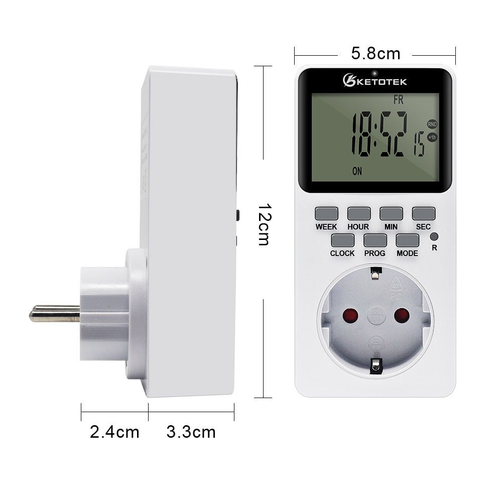 Digital Timer Switch 220V Kitchen Plug Socket Outlet Electronic Programmable