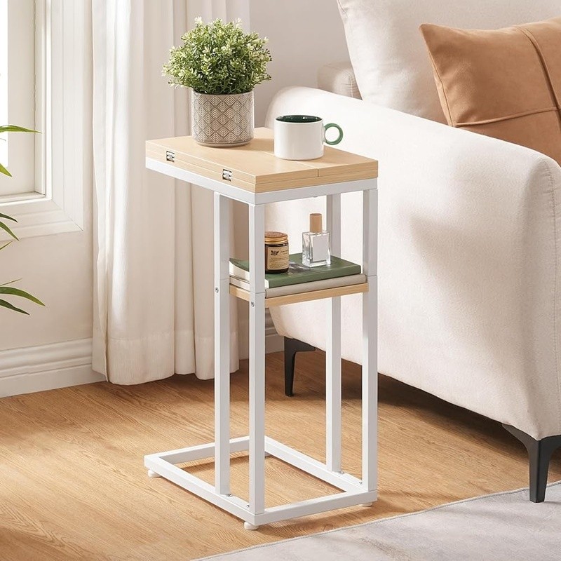 Foldable C Shaped End Table Multifunctional Couch Side Table Living Room New