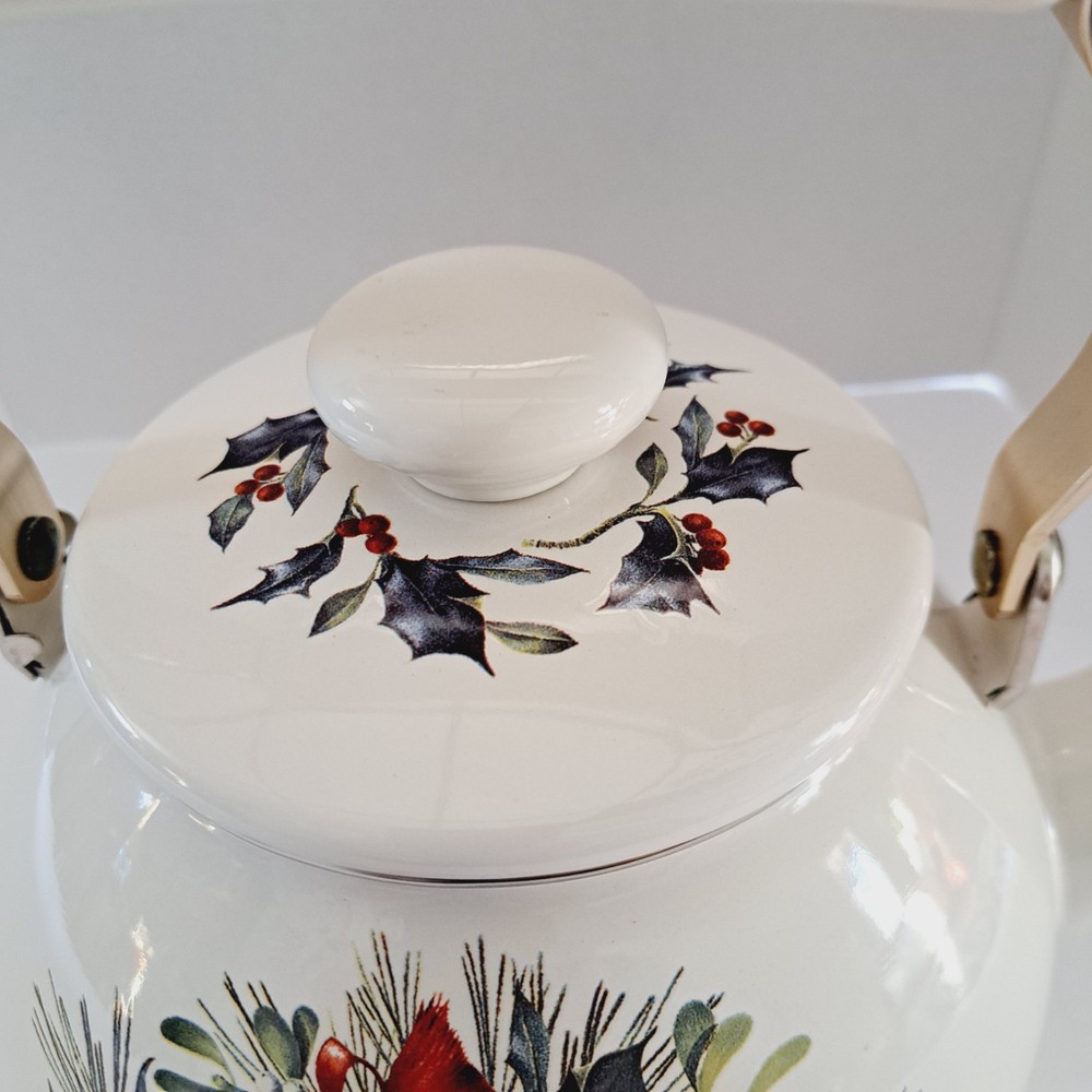 Lenox Holiday Tea Kettle Cardinal Design Enameled