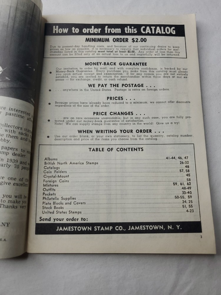1961 JAMESTOWN CATALOG JAMESTOWN STAMP CO. Jamestown, N.Y.