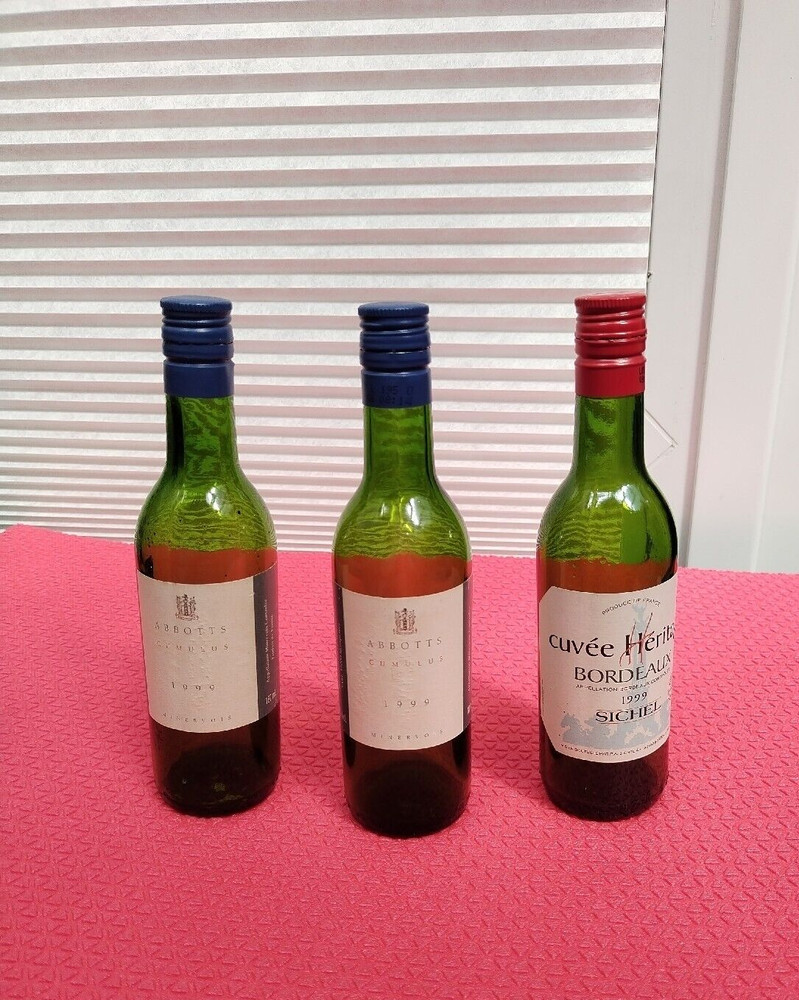 Vintage Small 187ml Wine 3 Empty Bottle - Collectable