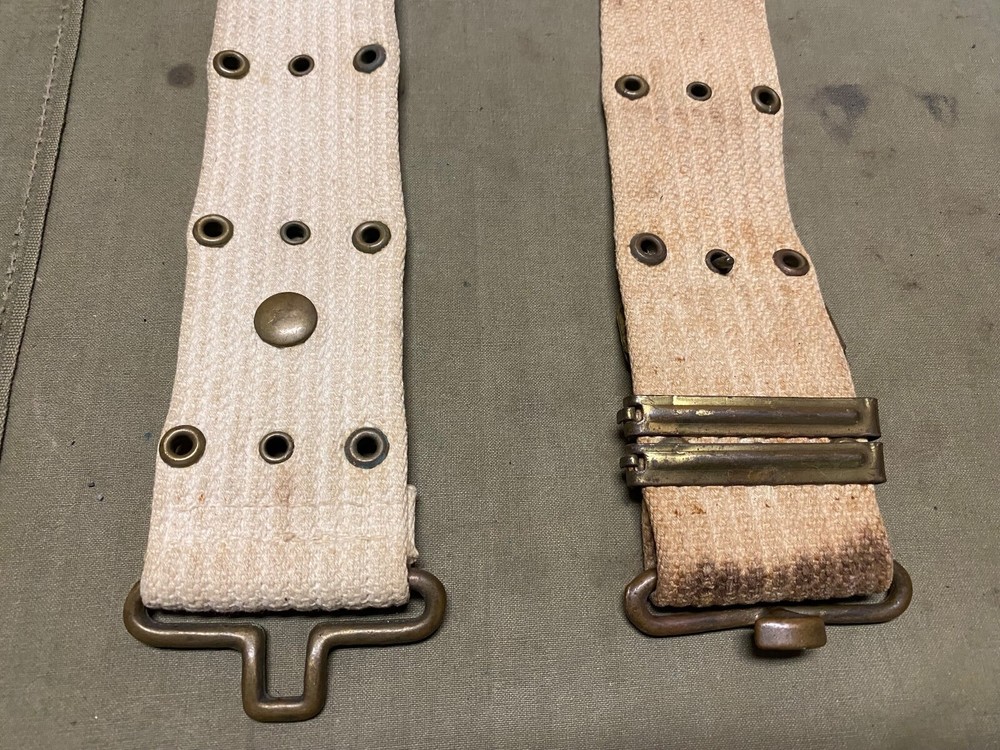 ORIGINAL WWII US ARMY MP MILITARY POLICE EQUIPMENT .45 PISTOL AMMO BELT-WHITE