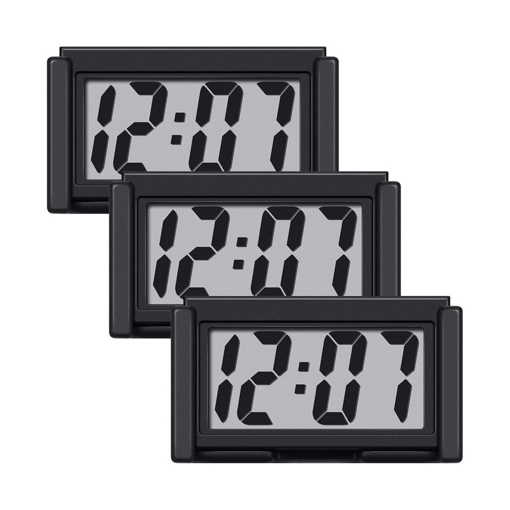 High Quality 3 Pack Mini Digital Clock Small Adhesive Stick On LCD Display Clear