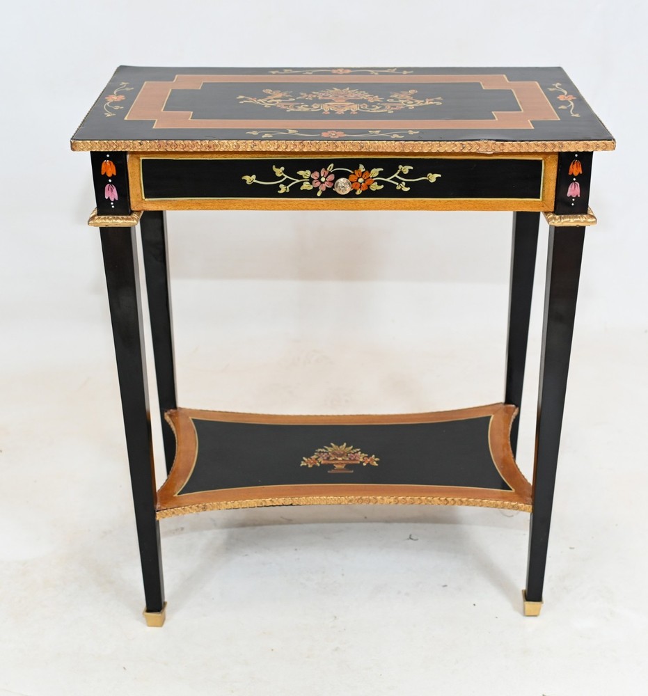 Pair French Side Tables Painted Lacquer Occasional