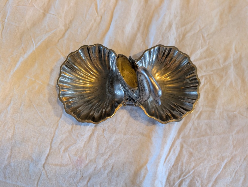 Vintage Silver Plated Swan Double Trinket Dish