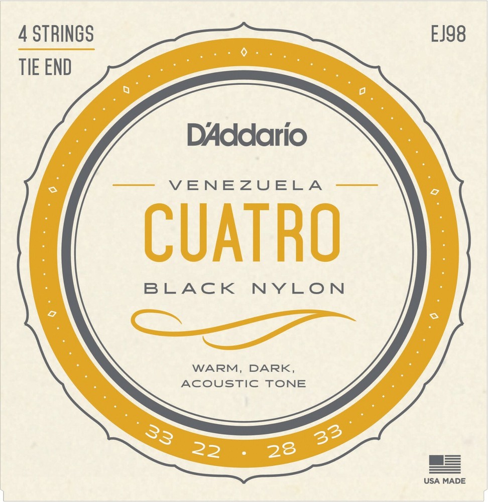 D'Addario EJ98 Cuatro-Venezuela Strings Black Nylon Tie End