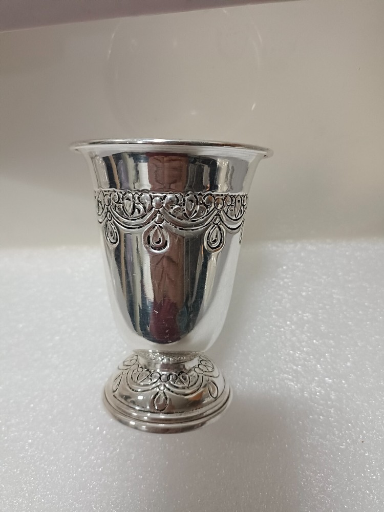 Silver plated goblet | Sam Judaica wine cup | Silver plated Kiddush cup