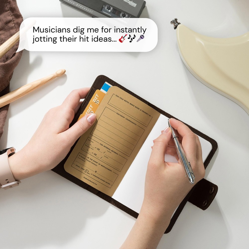 Leather Notebook Cover for Field Notes, Handmade Refillable Journal Cover wit...