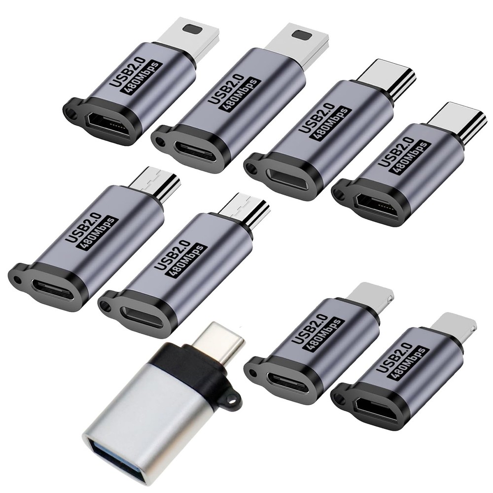 WITRN USB C/Lighting to Micro Adapter, Type C/Micro Metallic Gray
