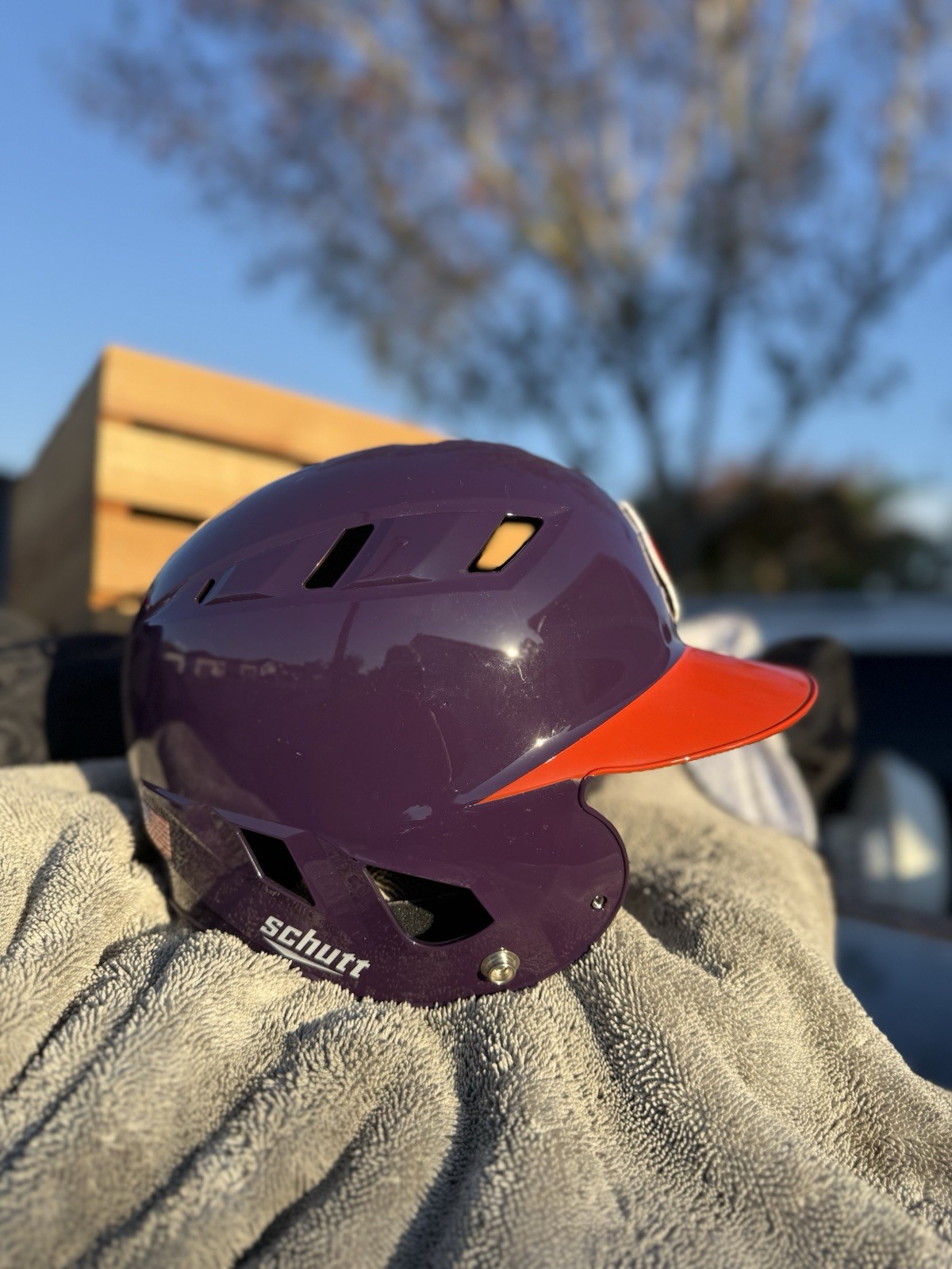 CLEMSON TIGERS CUSTOM SCHUTT SOFTBALL BATTING HELMET USED