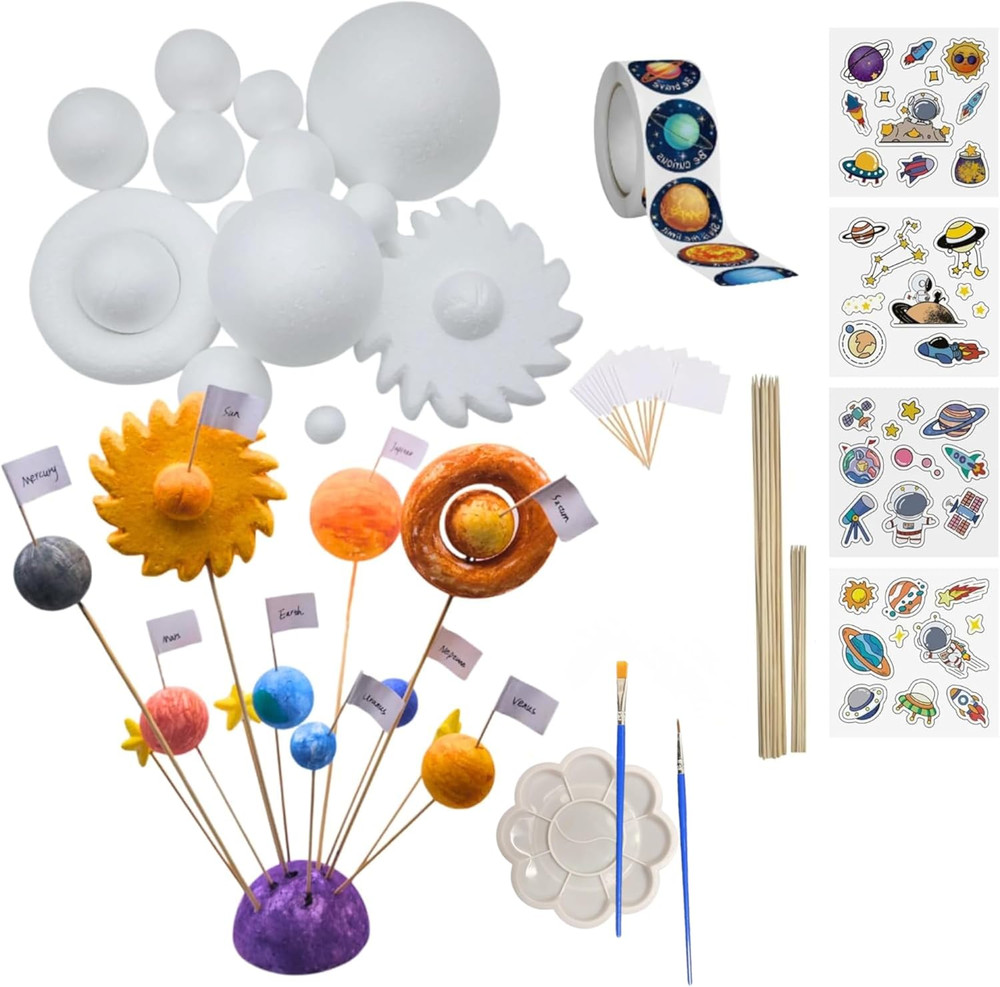 Solar System Model Kit for Crafts, Solar System Project Kit Include Foam Balls,