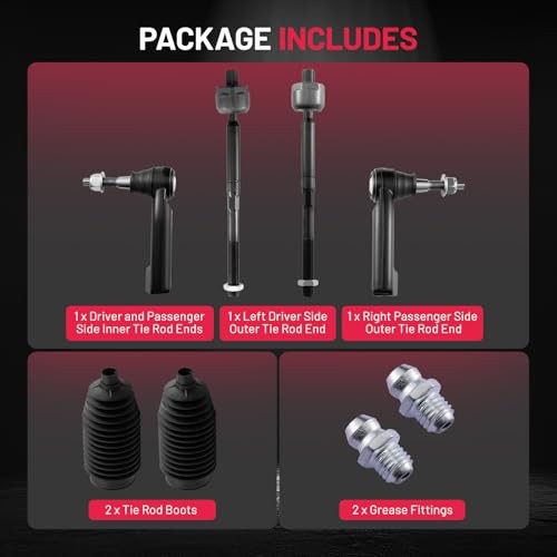 6pcs Front Inner & Outer Tie Rod Ends Kit w/Tie Rod Boot Compatible EV800457
