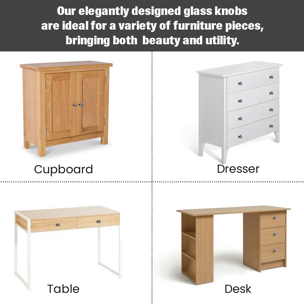 Blue & White Checkered Ceramic Knobs - 6 Pack, Cabinet & Drawer Hardware