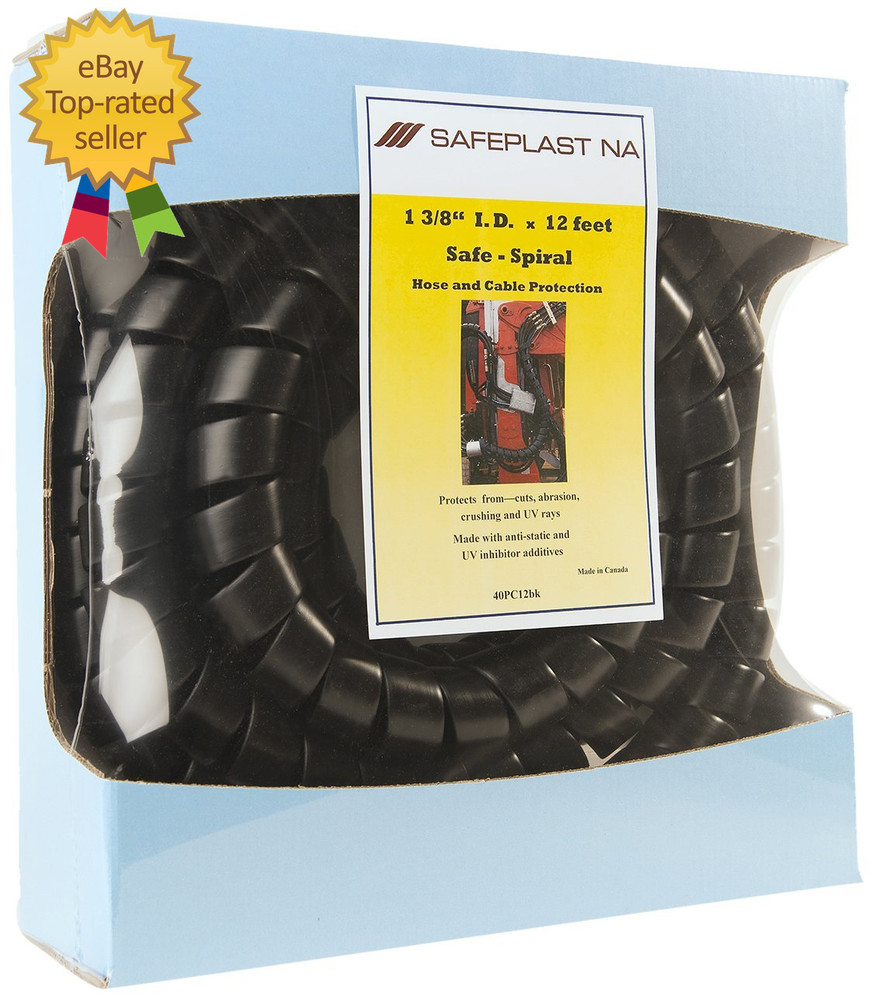 SPPC Series – Safeplast Pre-Cut Spiral Wrap Hose & Cable Protector Black