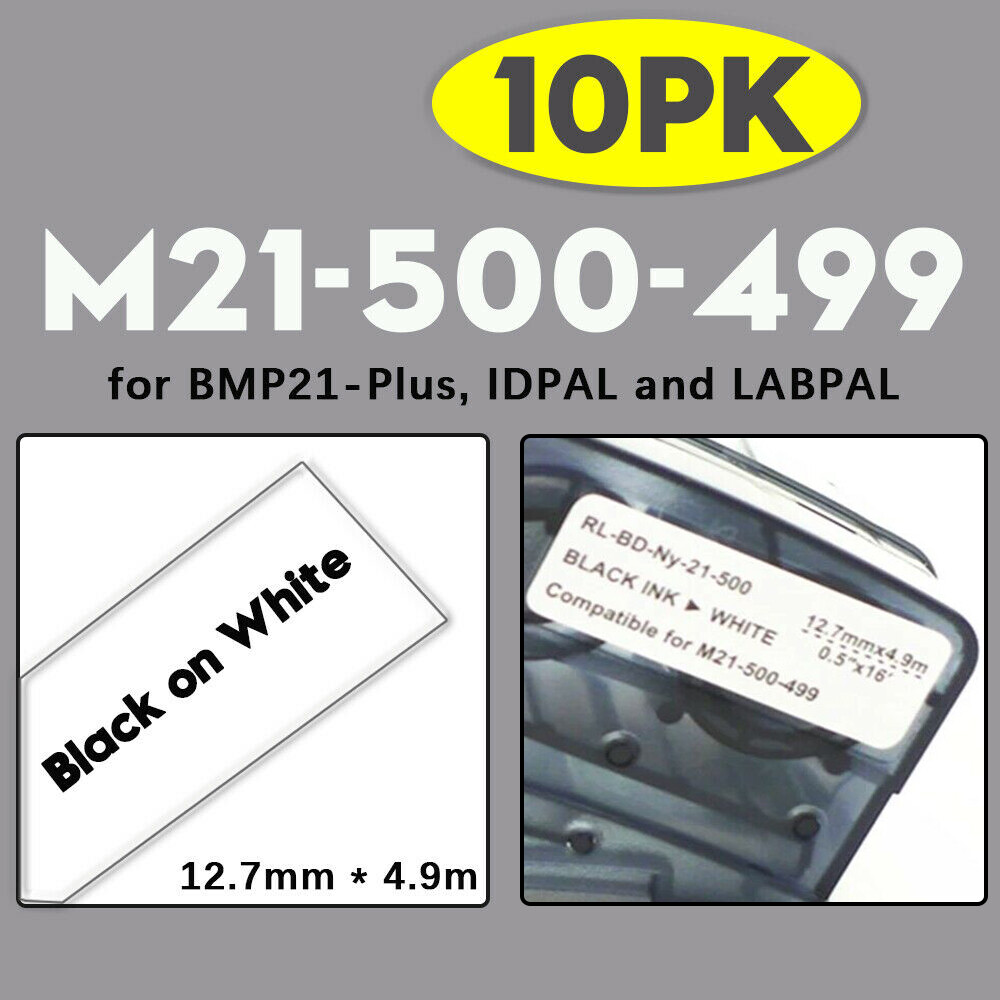 10 Compatible Brady BMP21-PLUS M21-500-499 Nylon Cloth Label Tape Cartridge 1/2"