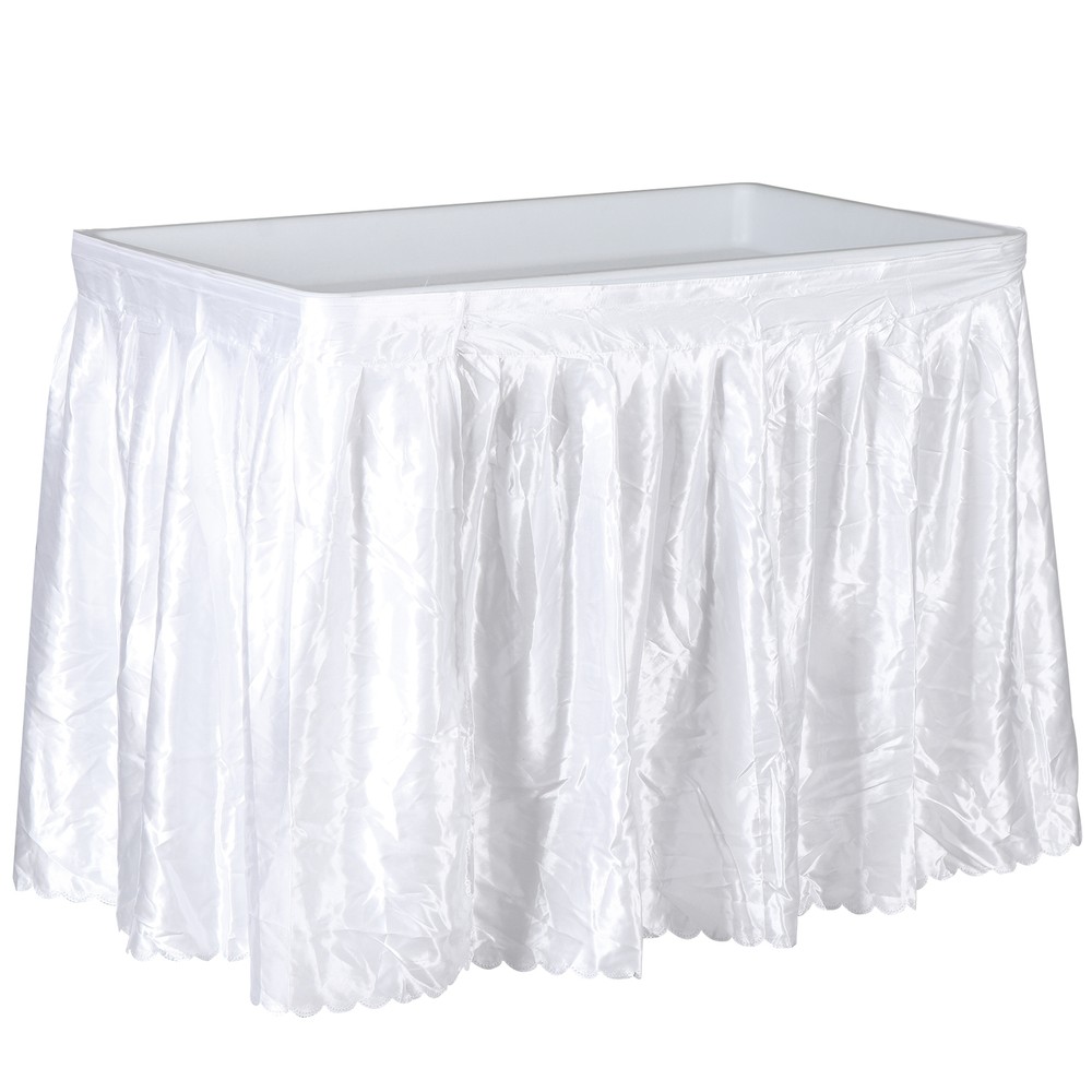 Folding Ice Table 40.5" Portable Cooler Table with Removable Skirt & Drain White
