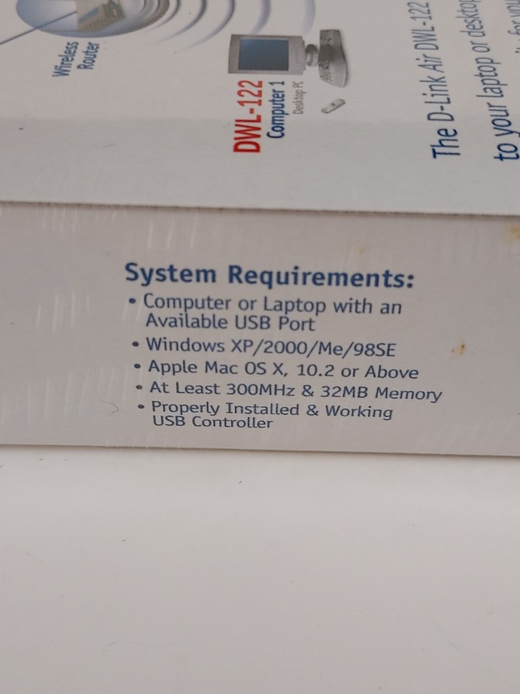 D-link Air Wireless Network- USB Adapter 802.11b DWL-122 New