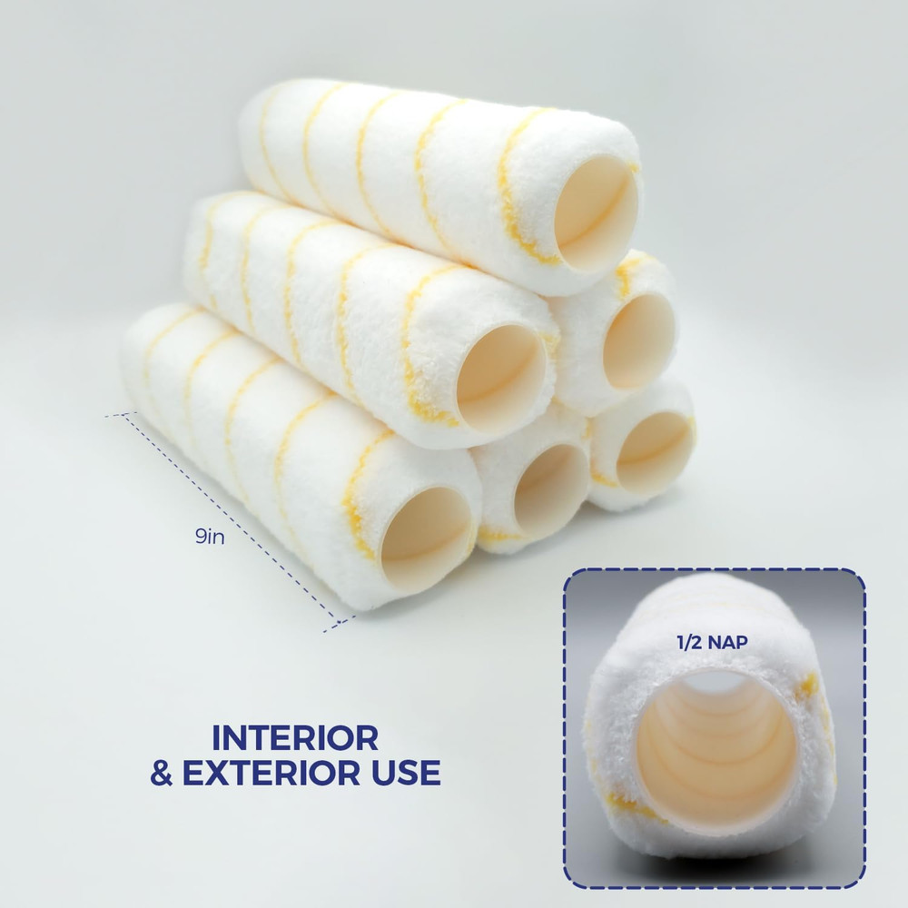 - Paint Roller Covers - 1/2 X 9 Inch Microfiber 6 Pack