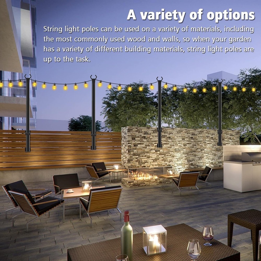 5Ft String Light Poles,Outside String Lights,Outdoor Light Poles,Metal...