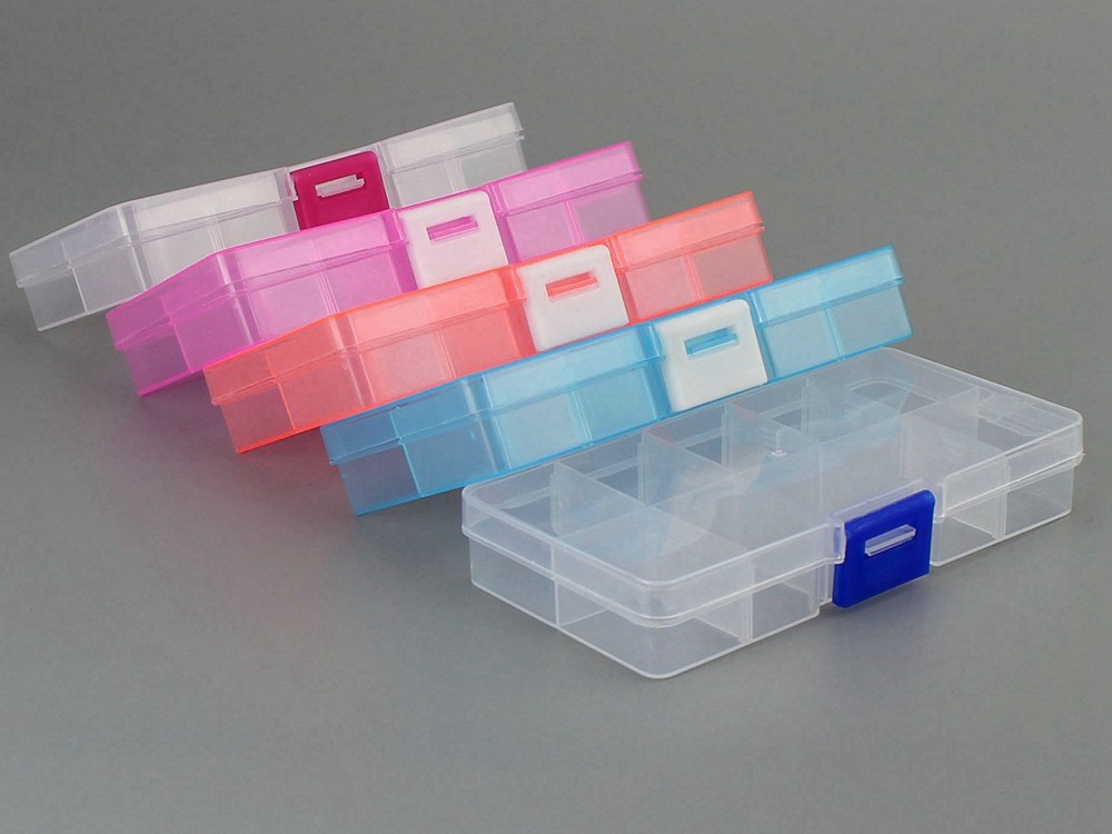 2 pack 10 Grids Plastic Organizer Box Case Beads Display Storage Container