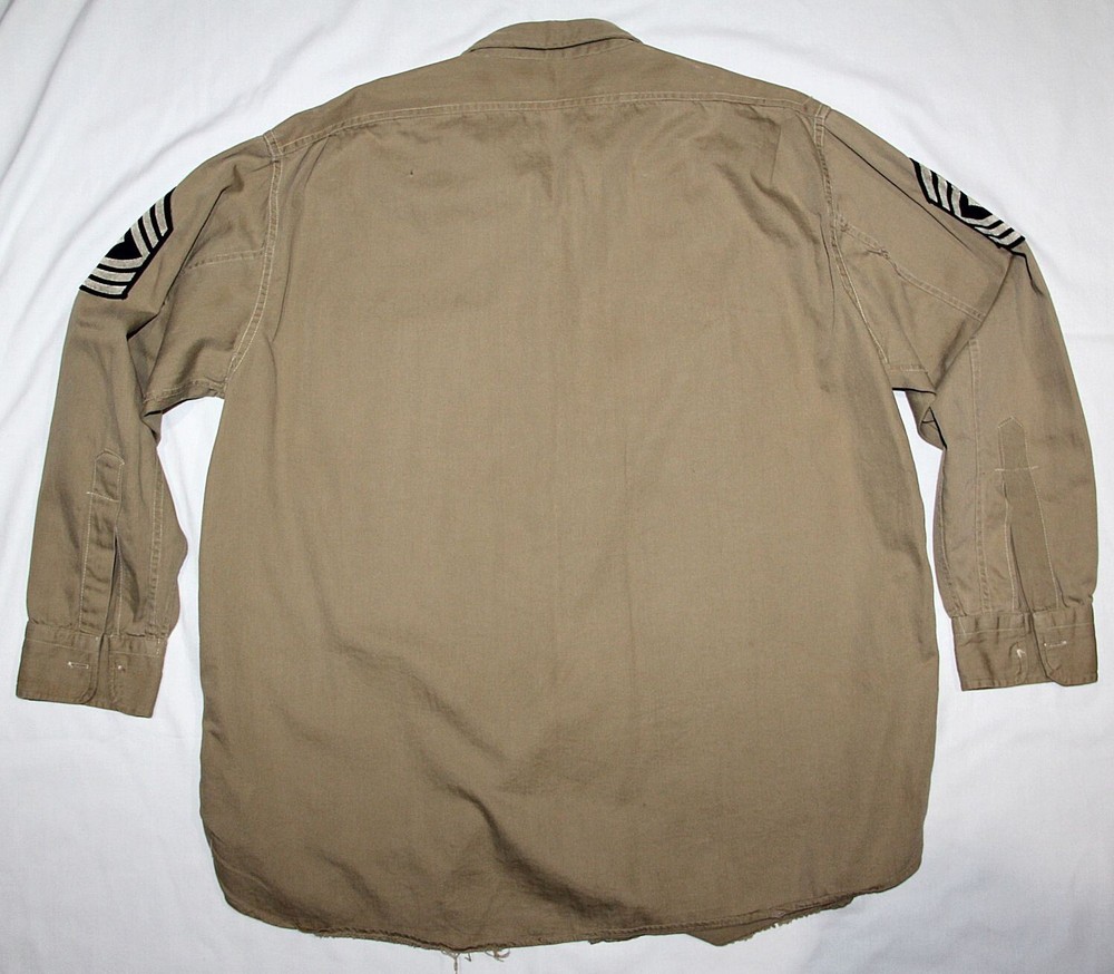 ORIGINAL WWII KHAKI SHIRT WITH FIRST SERGEANT CHEVRONS