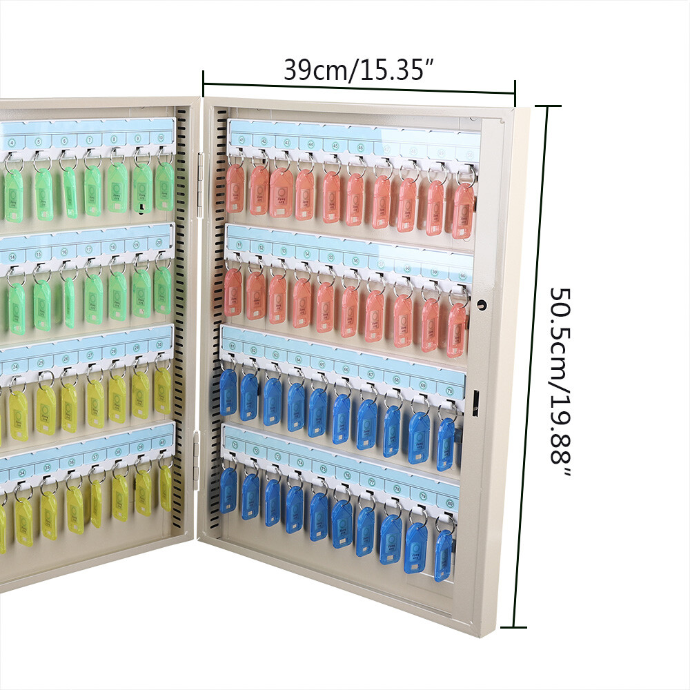 80 Keys Wall Mount Double Sides Lock Box Tiered Storage Safe Cabinet W/Pull Ring