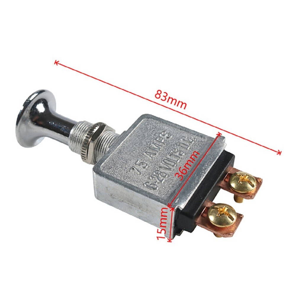 Heavy Duty 75A Push Pull Switch 6-28V DC 12 Volt 75A SPST 2 Position On-Off New
