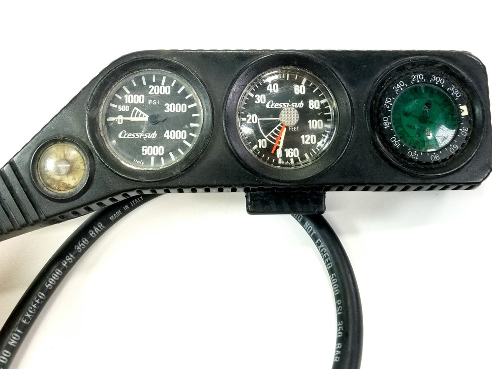 Cressi Scuba Dive 3 Gauge Complete Console Pressure SPG, Depth, Compass