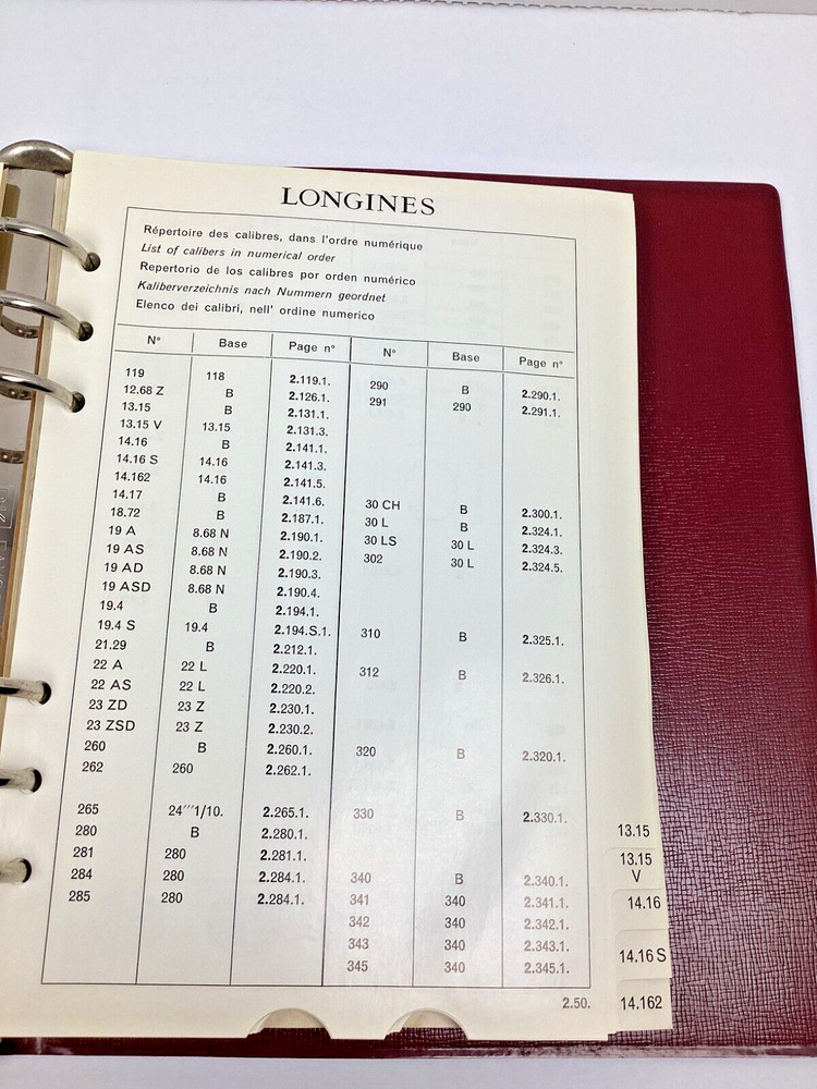 Longines #10 Technical Caliber Dictionary Parts Watch Technical Document