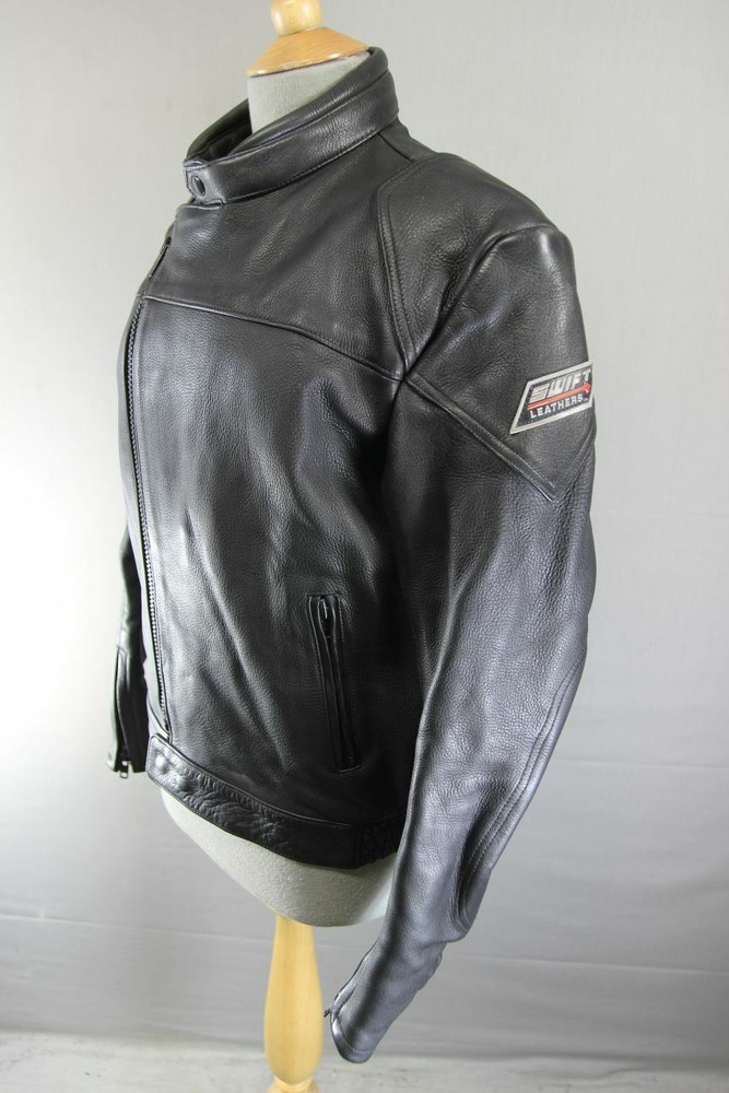 CLASSIC SWIFT LEATHERS BLACK BIKER JACKET 38 INCH