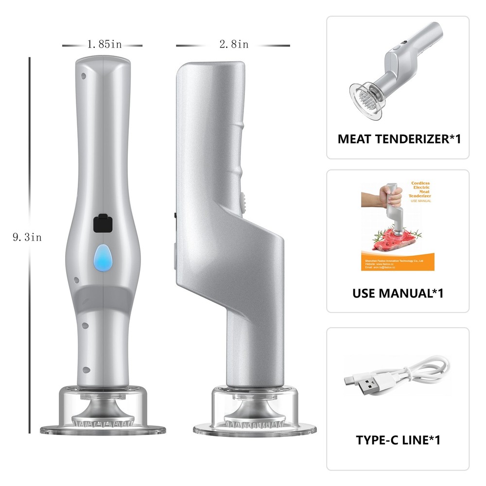 Meat Tenderizer Tool, Adjustable 3 Speed Cordless Meat Mallet, Powerful Motor...
