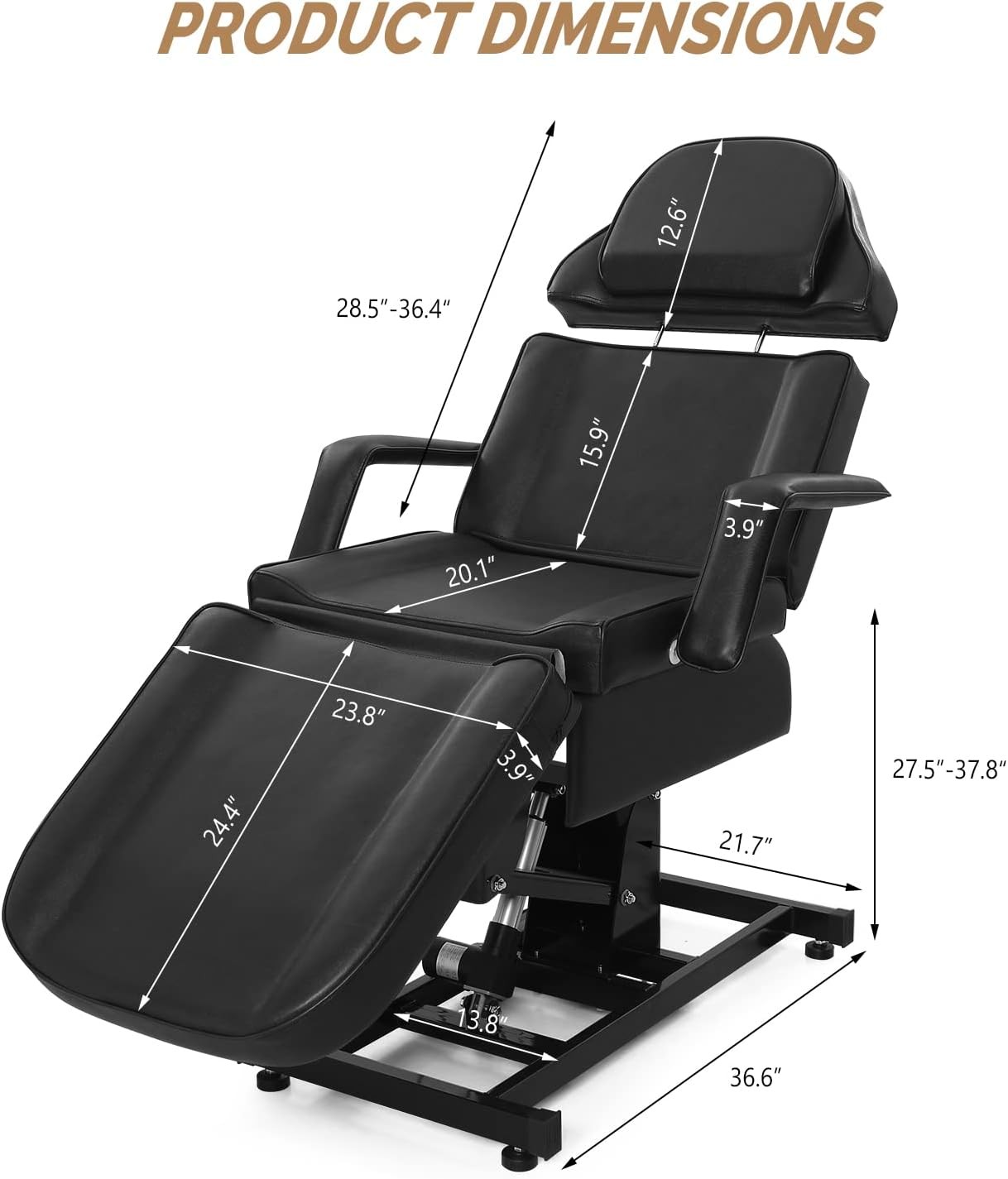 Fully Electric Salon Facial Bed Chair Multi-Purpose Massage Tattoo Table Black