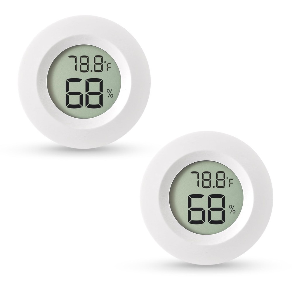 Atogou 2-Pack Mini Hygrometer & Thermometer, Indoor White, White 2-pack