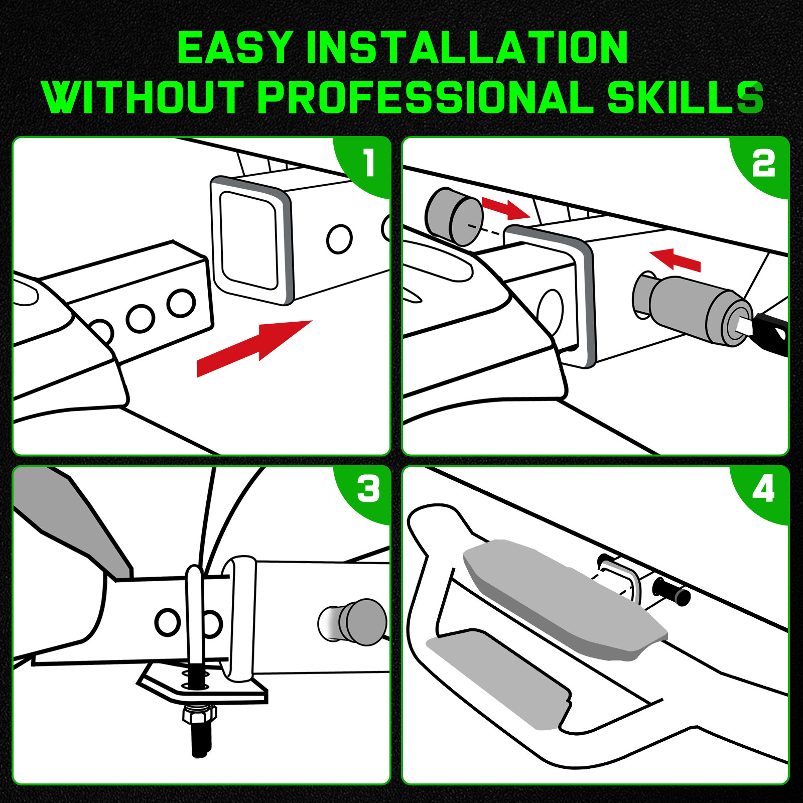Universal Bumper Tow Hitch Step Trailer for SUV Trucks Pickups with 2" Receiver